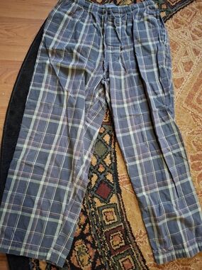 Croft & Barrow Plaid Cotton Drawstring Lounge Pajama Pants Blue (Mis521)